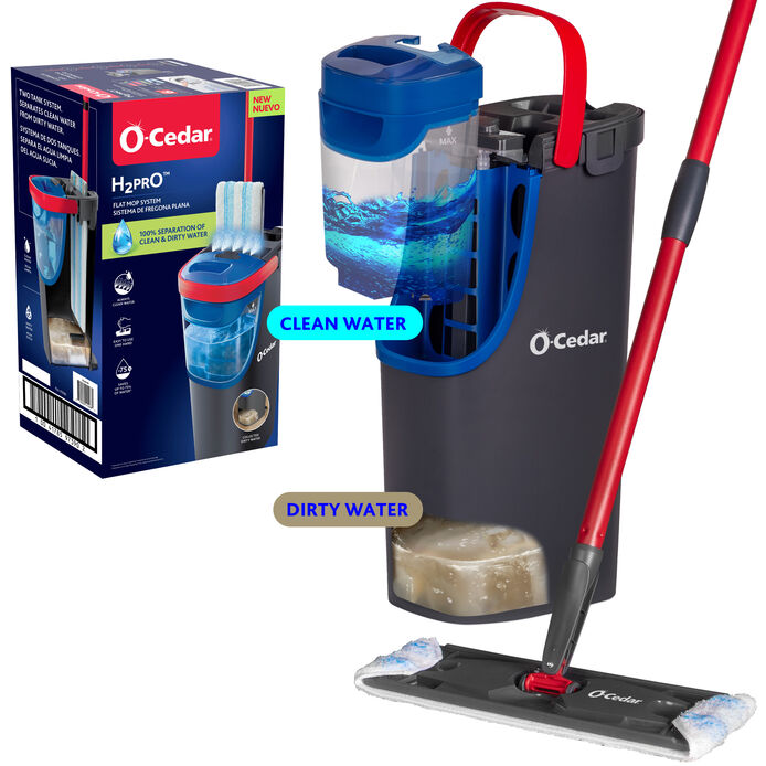 O-Cedar H2prO flat mop system dual-tank bucket