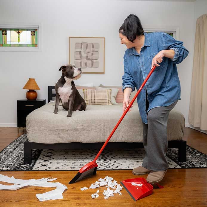 O-Cedar PowerCorner Pet Pro Broom & Step-On Dust Pan