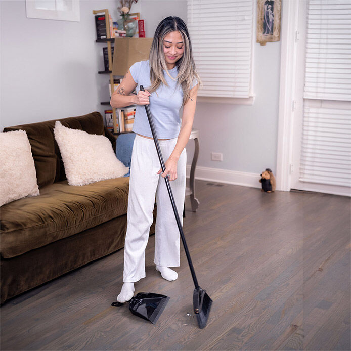 O-Cedar Strong Sweep Broom with Step-On Dust Pan