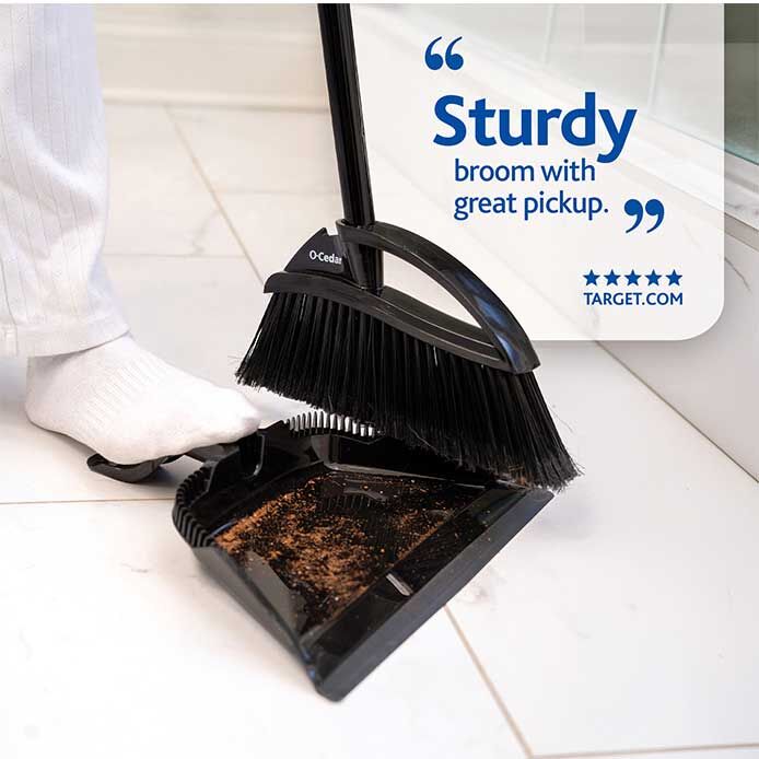 O-Cedar Strong Sweep Broom with Step-On Dust Pan
