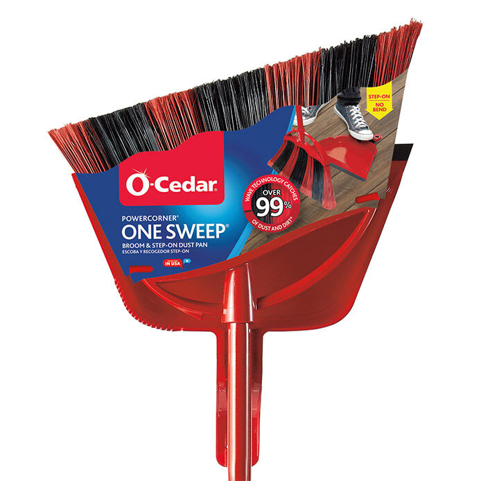 PowerCorner One Sweep Large Broom with Step-On Dust Pan